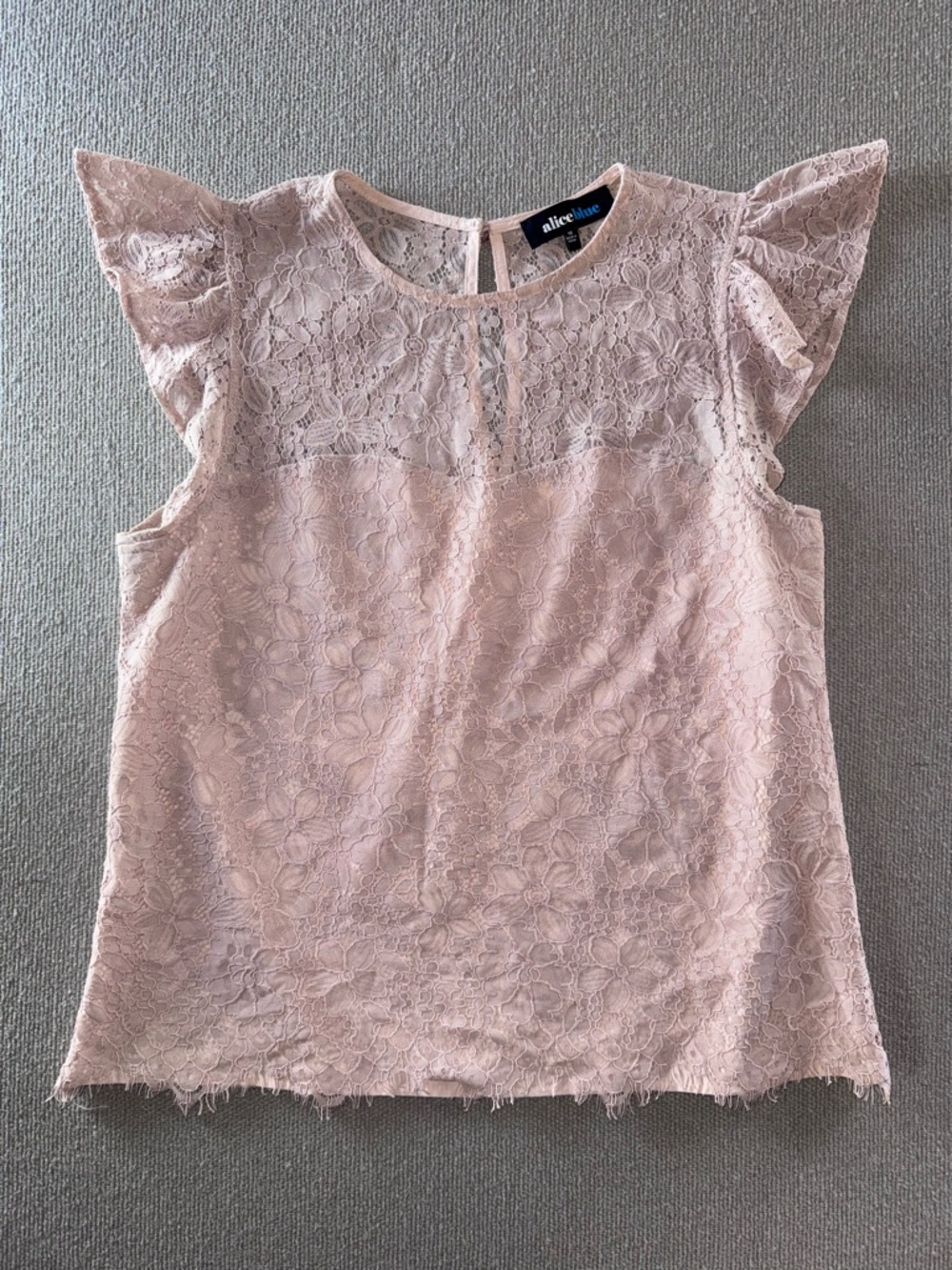 Alice Blue size medium Blush Pink Lace Flutter Sleeve Blouse